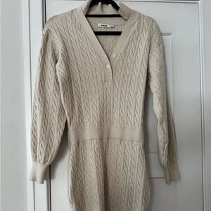 Cream Cable Knit Sweater Dress